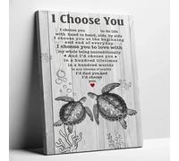 Turtle Canvas Prints: 'I Choose You' Poster - Romantic Couple Wall Art - Framed Art for Home Decor - 16x24inch