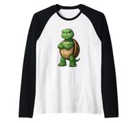 Turtle Cartoon Funny Cool Tough Animal Raglan Baseball Tee