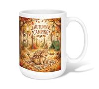 Turtle Ceramic Coffee Mug, Autumn Fanciful Lantern Tent Autumn Orange Novelty Work Drinking Mugs with Handle Ideal for Friends Family Lovers Eldership Senior Co-worker 15 Oz