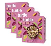 Turtle Cereal Better Breakfast - Color Loops Gluten Free Cereal 300g (Pack of 4) Organic, Vegan, Raspberry & Currant Flavour, High Fibre, 30% Less Sugar, Children’s Healthy Breakfast