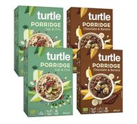 Turtle Cereal Better Breakfast - Gluten Free Oats Porridge Variety Pack 400g (Pack of 4) | Chocolate & Banana & Goji & Chia Porridge, Organic Oats, Vegan, High Fibre, No Added Sugar, Natural