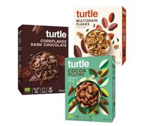 Turtle Cereal - Gluten Free Chocolate Cereal Multipack (Pack of 3) | Chocolate Lover Pack with Dark Chocolate Cornflakes, Cocoa Pillows & Multigrain Flakes | Better Breakfast