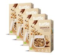 Turtle Cereal - Gluten Free Granola, Chocolate & Hazelnut 350g (Pack of 4) | Organic Vegan Gluten Free Cereal & Granola, Hand-Baked, Source of Protein & Fibre, No Refined Sugar