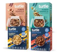 Turtle Cereal - High Protein Cereal & Granola Multipack 250-350g (Pack of 4) | Gluten Free Breakfast Selection, Low Sugar, High Fibre, No Oats, Performance Variety Pack | Better Breakfast
