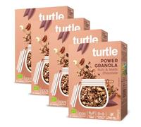 Turtle Cereal - Power Granola Nuts & Seeds Chocolate High Protein 21g No Oats 350g (Pack of 4) | Gluten Free Granola, Low Sugar, High Fibre 8.4g, Natural Ingredients | Better Breakfast