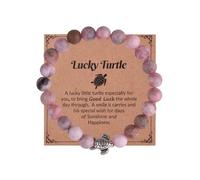 Turtle Charm Bracelet for Travel Lover Christmas Birthday Gifts Elastic Bead Traveling Bracelet Beaded Natural Stone Pink Turtle Charm Bracelets for Women Traveler Good Lucky Gift Idea