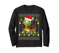 Turtle Christmas Lights Funny Santa Ugly Sweater Cute Xmas Long Sleeve T-Shirt
