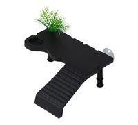 Turtle Climbing Ramp with Gentle Slope Aquarium Floating Shelf Feeding Bowl Planting Area Made of PP for Reptiles Terrariums 6.02x5.71x1.97inch- Black