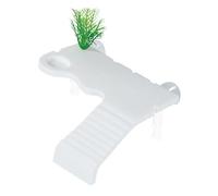 Turtle Climbing Ramp with Gentle Slope Aquarium Floating Shelf Feeding Bowl Planting Area Made of PP for Reptiles Terrariums 6.02x5.71x1.97inch- White