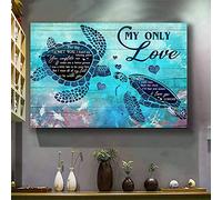 Turtle couple The day I met you I found my missing piece Couple Landscape Canvas Print Wall Art