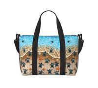 Turtle Crawling on The Beach Patterned Duffel Bag, Portable Shoulder Bag, Suitable for Fitness, Commuting, Travel.