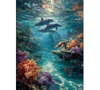 Turtle Diamond Art, 5D DIY Diamond Painting Kits Sea, Full Drill Crystal Art Painting Kits for Adults Beginners, DIY Cross Stitch Embroidery Crafts Pictures, Home Wall Decor, Gifts, 100x135cm C-3098