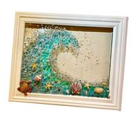 Turtle Diamond Art, Sea Glass Art Kit Stained Seaglass Art Kit with Photo Frame, Mosaic Craft Kit DIY Sea Glass for Crafts Gifts, Home Decor, Beginners, Style 1