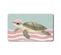 Turtle Dish Drying Mats For Kitchen Counter, Vintage Beach Absorbent Rubber Dish Drainer Mat, Coastal PU Leather Drying Pad For Coffee Bar Protector 12x20 Inch