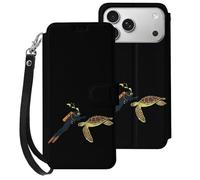 Turtle Diver Cell Phone Flip Leather Case Classic Protection Compatible with iPhone 17/17 Air/17 Pro/17 Pro Max