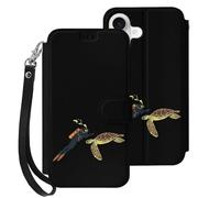 Turtle Diver Cell Phone Flip Leather Case Classic Protection Compatible with iPhone 17/17 Air/17 Pro/17 Pro Max