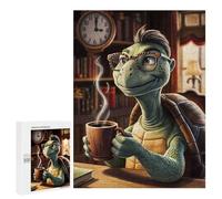 Turtle Drinking Coffee - Adult Picture Puzzle, 500 PCS, Festive Gift for Adults, for Mindful Indoor Entertainment