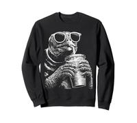Turtle Drinking Iced Coffee Funny Animal Meme y2k Grunge Sweatshirt