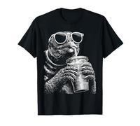 Turtle Drinking Iced Coffee Funny Animal Meme y2k Grunge T-Shirt
