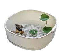 Turtle Enclosure Square turtle feeding tank double-layer toilet separated tabletop(Medium)