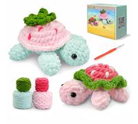 Turtle Family Crochet Kit for Beginners - Ocean Craft Set for Adults | Multi-Size Gift Set with Video Tutorials, Eco-Yarn & DIY Decor Patterns, Complete Kit Included(2PCS Turtle)
