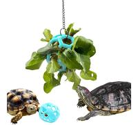 Turtle Feeder Ball with Chain, Hanging Turtle Food Feeder Ball, Tortoise Enclosure Accessories, Turtle Enrichment Toys for Rabbit Bunny Guinea Pig, Turtles Toy for Habitat, Rabbits Supplies (Sky Blue)