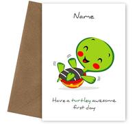 Turtle First Day at School Card - Turtley Awesome 1st Day - Good Luck Nursery Card for Boys