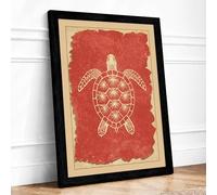 Turtle From Above Vintage Framed Wall Art Print A3 (42×29.7cm) Black, Wall Decor for Living Room, Bedroom, Office & Home, Ready to Hang, Art Gift