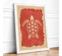 Turtle From Above Vintage Framed Wall Art Print A3 (42×29.7cm) White, Wall Decor for Living Room, Bedroom, Office & Home, Ready to Hang, Art Gift