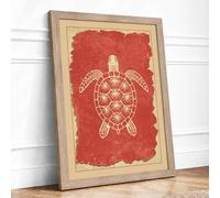 Turtle From Above Vintage Framed Wall Art Print A4 (29.7×21cm) Oak, Wall Decor for Living Room, Bedroom, Office & Home, Ready to Hang, Art Gift