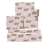 Turtle Gift Wrapping Paper - 6 Sheets Of Birthday Gift Wrap - Disco Turtles - Pink Wrapping Paper For Women Girls Teenagers - Comes With Stickers - Recyclable - By Central 23