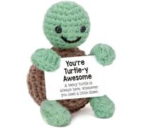 Turtle Gifts, Mini Knitted Turtle Inspirational Awesome Funny Emotional Support Plush for Women and Men Small Turtley Decor Gifts for Home Office Cheer Up