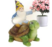 Turtle Gnome Garden Statue Gnome Garden Decoration - Gnome Sculpture Solar Light Outdoor Decor | Gnome Riding on a Turtle Statue Resin Art Decorations Figurine