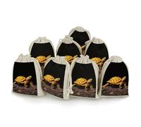 Turtle Ground Walking Bunches Pocket Cotton And Hemp with Drawstring 8 Pieces Reusable Gift Bags Jewelry Pouch for Wedding DIY Craft Party (4.9 X 6.7 Inch)