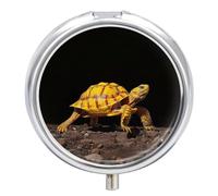 Turtle Ground Walking Pill Box, 3 Compartment Small Pill Case Waterproof Travel Pill Organizer for Pocket Or Purse Portable Mini Medicine Tablet Vitamin Holder Pill Case