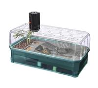 Turtle Habitat Starter Kit with Cover, Bedding & Filter | Multifunctional water-land design with triple filtration and climbing ramps, available in three sizes to suit turtles up to