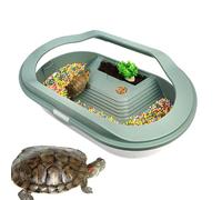 Turtle Habitat Tank - Clear Terrarium Design, Botom Drainage Basking Stage Area, Reptile Enclosure, Spacious Transparent Lid | Breeding And Living Solution For Hermit Gecko Crab Turtle Reptile