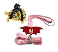Turtle Harness and Leash with Wings, Adjustable Tortoise Walking Lead for Small Reptiles Animal Collar Leash Walking Lead Control (Pink + Red, L(15'' - 34''))