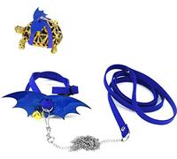 Turtle Harness and Leash with Wings Tortoise Leash Lizard Leash Tortoise Harness Strap Small Animal Adjustable Collar Leash Walking Lead Control Rope Pet Harness Leash (Blue,S (3.1'' - 7.1''))