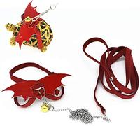 Turtle Harness and Leash with Wings Tortoise Leash Lizard Leash Tortoise Harness Strap Small Animal Adjustable Collar Leash Walking Lead Control Rope Pet Harness Leash (Red,S (3.1'' - 7.1''))