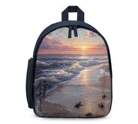 Turtle Hatchlings Crawling on The Beach Cute Mini Backpack for Women Men Lightweight Shopping Travel Daypack 12.6 In Small Bag