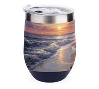 Turtle Hatchlings Crawling on The Beach Cute Wine Tumbler with Lid Metal Portable Cocktail Vacuum Cup Hot Cold Travel Mugs