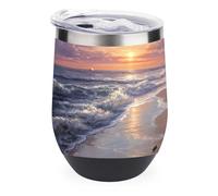 Turtle Hatchlings Crawling on The Beach Cute Wine Tumbler with Lid Metal Portable Cocktail Vacuum Cup Hot Cold Travel Mugs