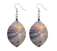 Turtle Hatchlings Crawling on The Beach Cute Wooden Earrings for Women Dangling