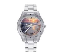 Turtle Hatchlings Crawling on The Beach Men's Quartz Watch Trendy Stainless Steel Bands Easy Read Minimalist Wristwatches Business Daily