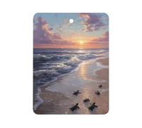 Turtle Hatchlings Crawling on The Beach Printed Car Air Fresheners Long Lasting Hanging Ocean Scented Cards Tablets for Closet Bathroom