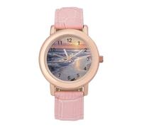 Turtle Hatchlings Crawling on The Beach Women's Easy Read Watches Flexible Three Hand Round Case Quartz Watch for Small Wrists