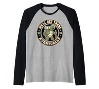Turtle Hiking Quote We'll GET There Eventually Raglan Baseball Tee