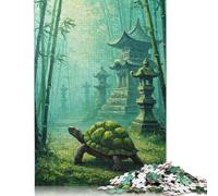 Turtle in Bamboo Forest with Pagodas Puzzles for Adults 500 Puzzles Wood Puzzle Jigsaws for Adults Teenagers Teenager Man Woman Gift 500pcs (52x38cm)