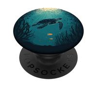 Turtle in Ocean Illustration PopSockets Adhesive PopGrip